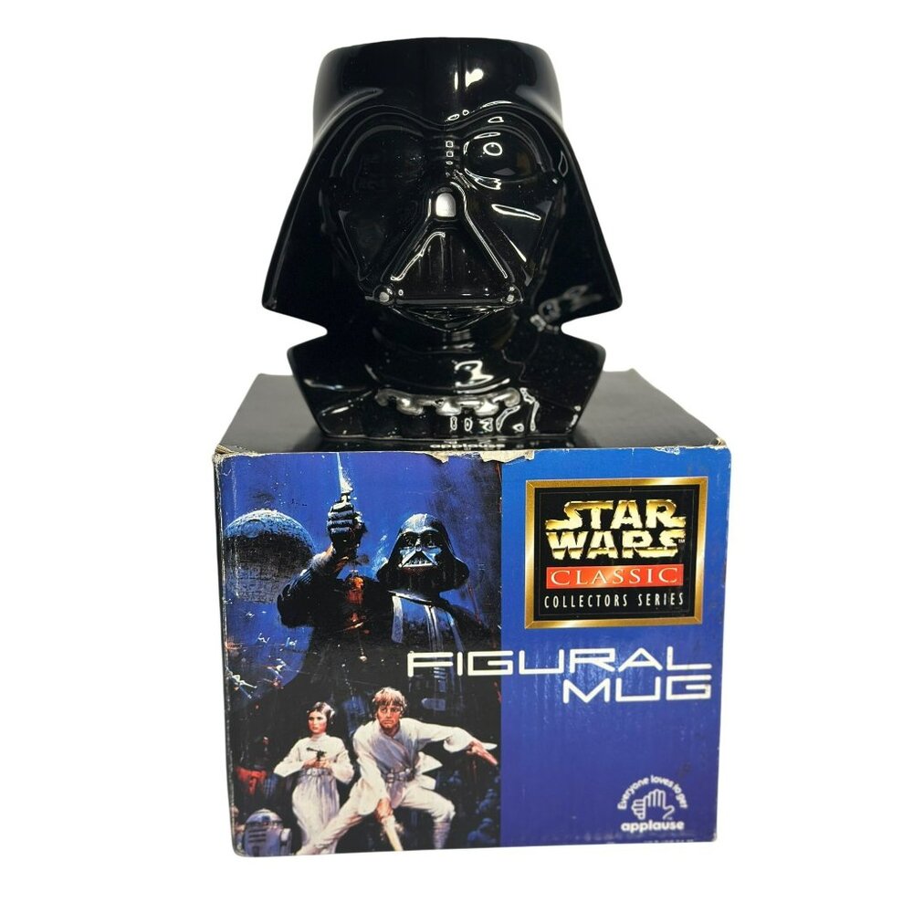 VTG 90s Darth Vader Head Movie Mug Star Wars Collectors Series Black Coffee Cup